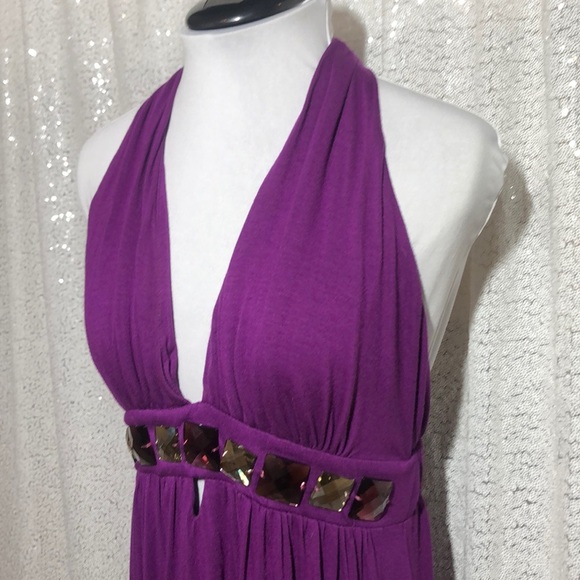 Purple Jeweled Halter Dress - Picture 2 of 5